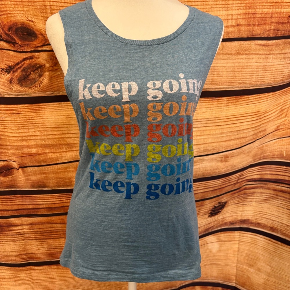 Everykind Unisex Blue/Gray Sleeveless Wide Racer‎ Back Graphhic Tee Size M